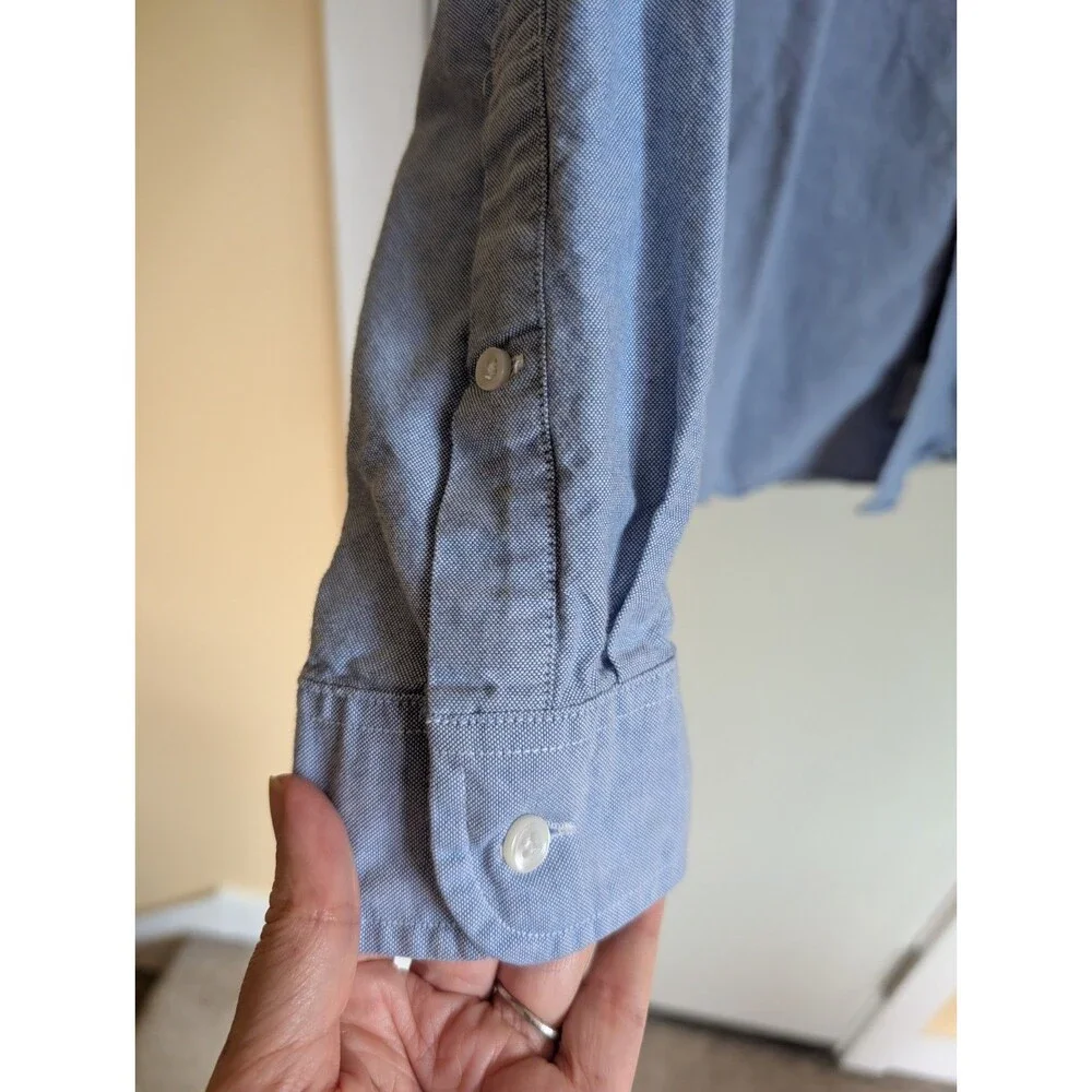 J. Crew Vintage Oxford Button Down Shirt L Blue Tailored Fit 100% Cotton Resort